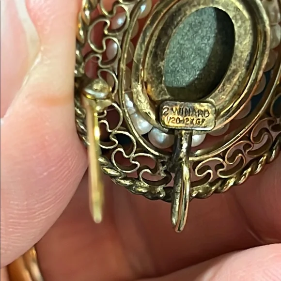 Rare WINARD Vintage Elegant Jade and Pearl Brooch/Pendant - Picture 8 of 9